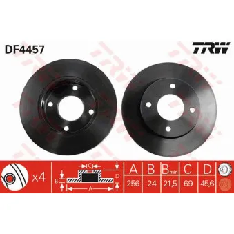 Jeu de 2 disques de frein avant TRW DF4457