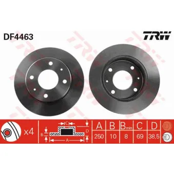 Jeu de 2 disques de frein arrière TRW DF4463