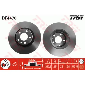 Jeu de 2 disques de frein avant TRW DF4470