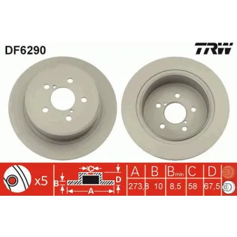 Jeu de 2 disques de frein arrière TRW DF6290