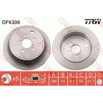Jeu de 2 disques de frein arrière TRW DF6306