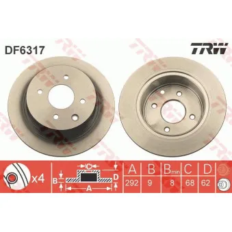 Jeu de 2 disques de frein arrière TRW