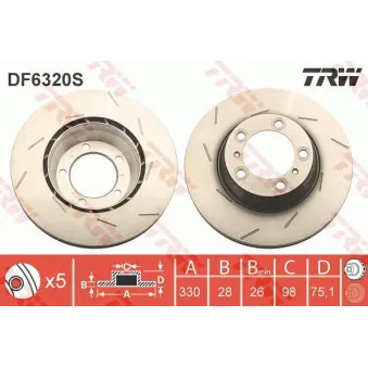 Disque de frein arrière gauche TRW DF6320S