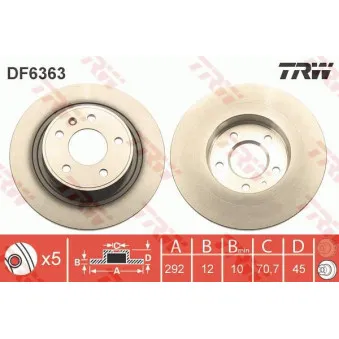 Jeu de 2 disques de frein arrière TRW DF6363