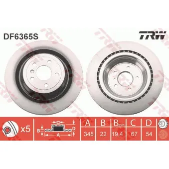 Jeu de 2 disques de frein arrière TRW DF6365S