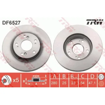 Jeu de 2 disques de frein avant TRW DF6527