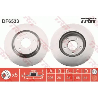 Jeu de 2 disques de frein avant TRW DF6533