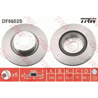 Jeu de 2 disques de frein arrière TRW