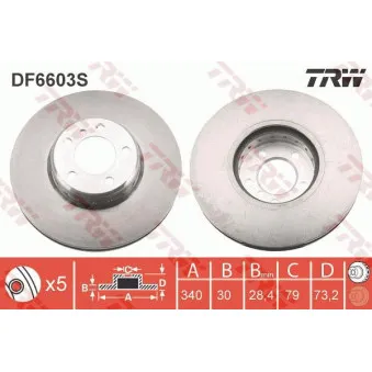 Jeu de 2 disques de frein avant TRW DF6603S