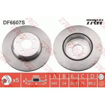 Jeu de 2 disques de frein arrière TRW DF6607S