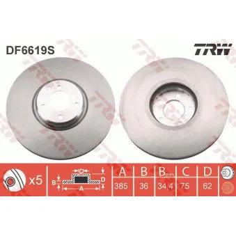 Disque de frein avant droit TRW