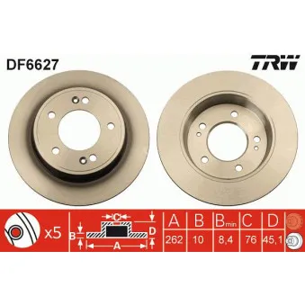 Jeu de 2 disques de frein arrière TRW DF6627