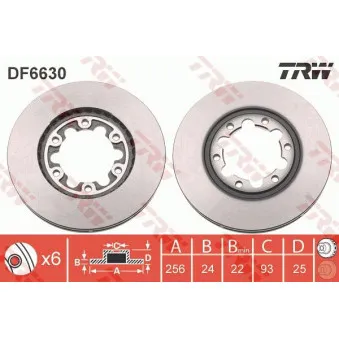 Jeu de 2 disques de frein avant TRW DF6630