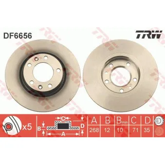 Jeu de 2 disques de frein arrière TRW DF6656