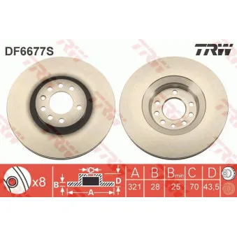 Jeu de 2 disques de frein avant TRW DF6677S