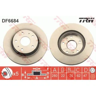 Jeu de 2 disques de frein avant TRW DF6684