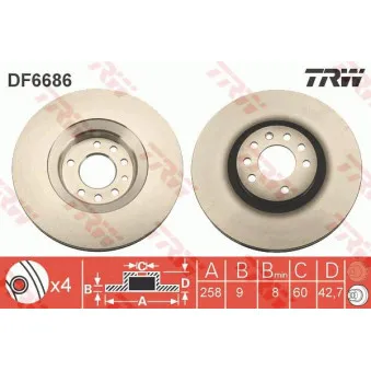 Jeu de 2 disques de frein arrière TRW
