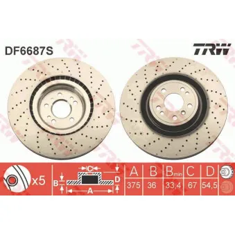 Jeu de 2 disques de frein avant TRW DF6687S