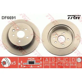 Jeu de 2 disques de frein arrière TRW