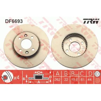 Jeu de 2 disques de frein avant TRW