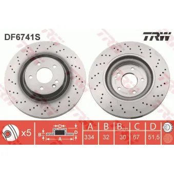 Jeu de 2 disques de frein avant TRW DF6741S