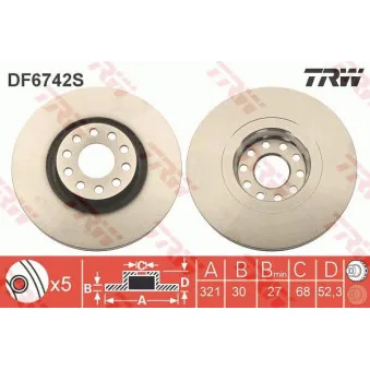 Jeu de 2 disques de frein avant TRW DF6742S