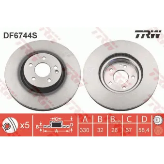Jeu de 2 disques de frein avant TRW
