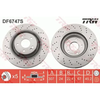 Jeu de 2 disques de frein avant TRW DF6747S