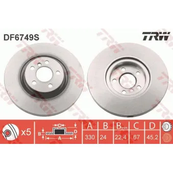 Jeu de 2 disques de frein avant TRW DF6749S
