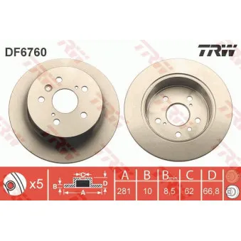 Jeu de 2 disques de frein arrière TRW