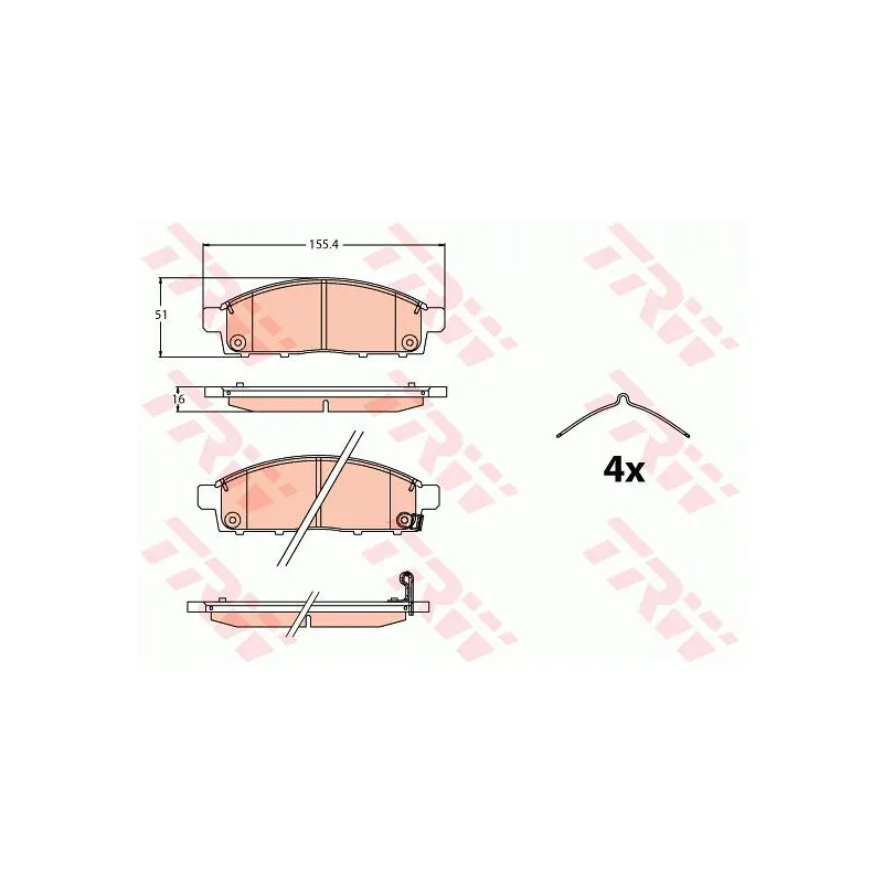 Jeu de 4 plaquettes de frein avant TRW GDB2124