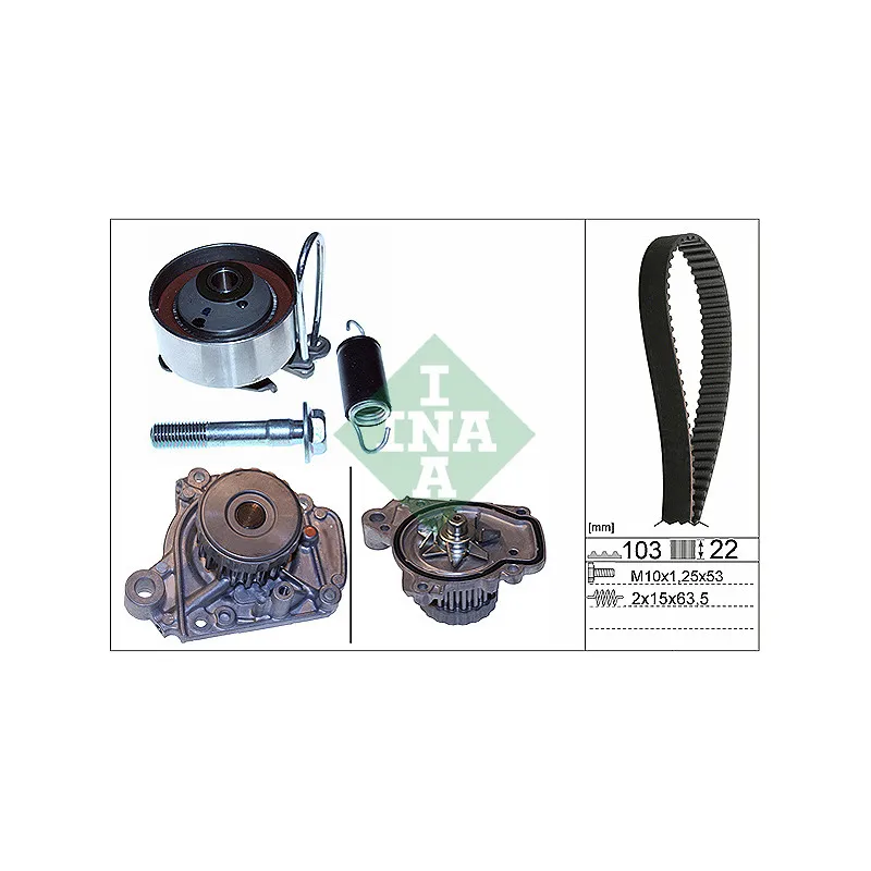 Pompe à eau + kit de courroie de distribution INA 530 0505 31