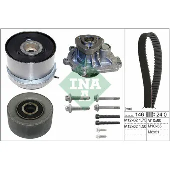 Pompe à eau + kit de courroie de distribution INA 530 0724 30