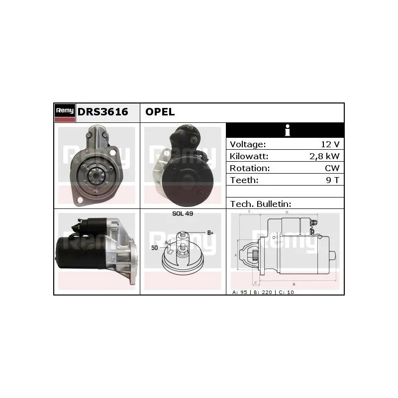 Démarreur REMY DRS3616