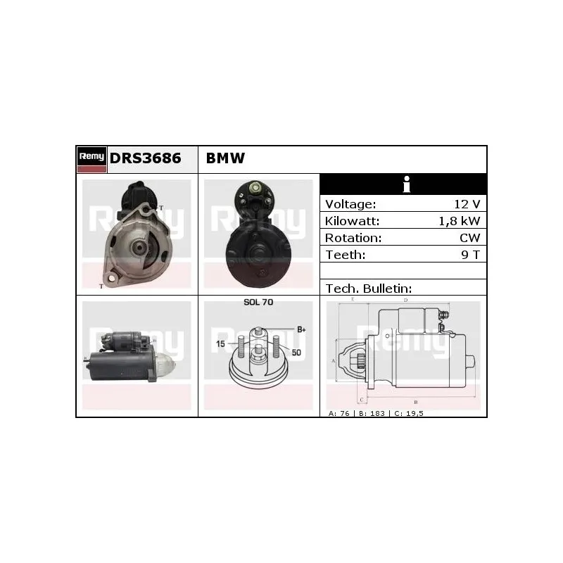 Démarreur REMY DRS3686