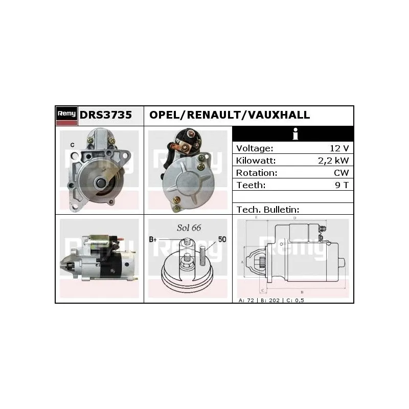 Démarreur REMY DRS3735
