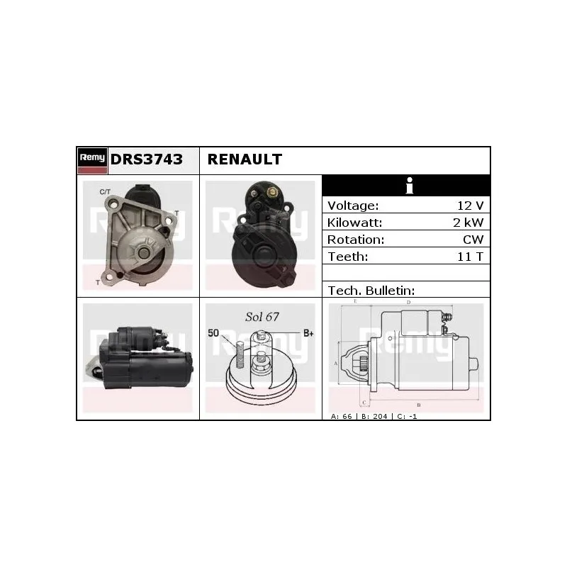 Démarreur REMY DRS3743