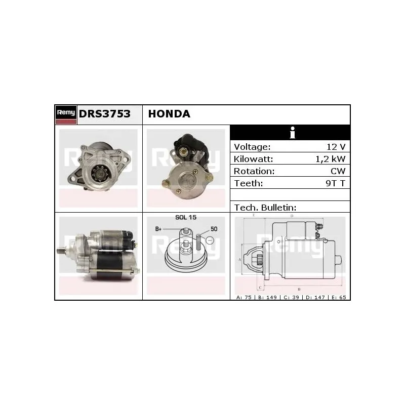 Démarreur REMY DRS3753