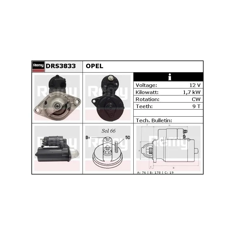 Démarreur REMY DRS3833