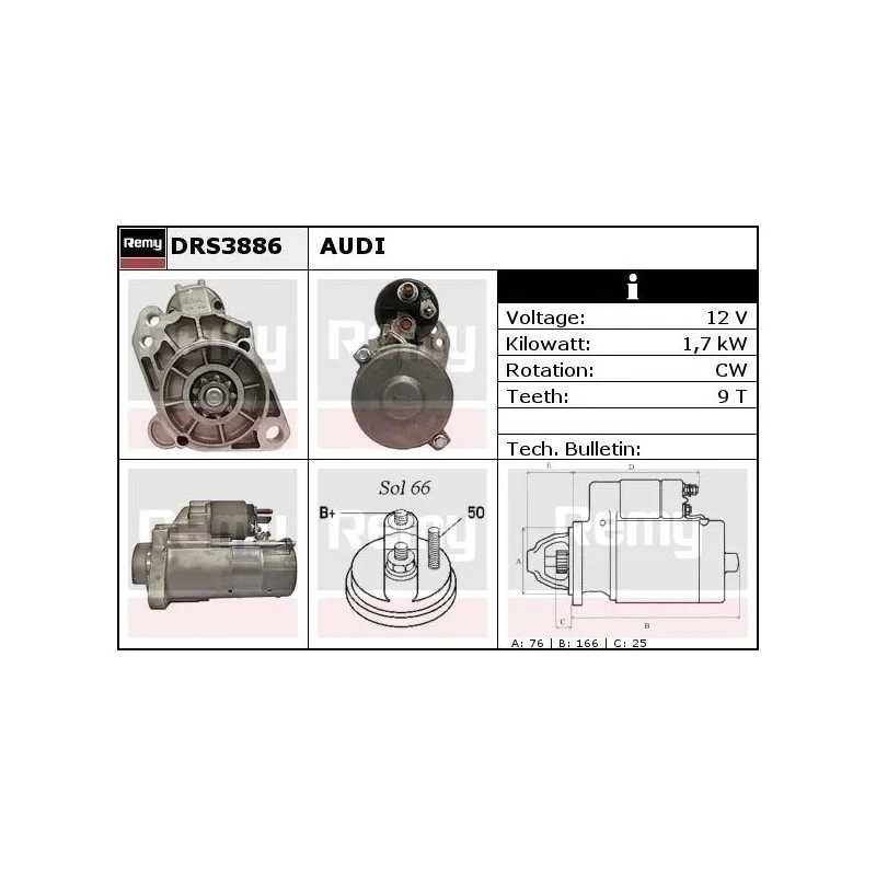 Démarreur REMY DRS3886