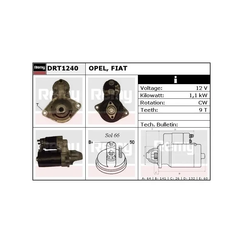 Démarreur REMY DRT1240