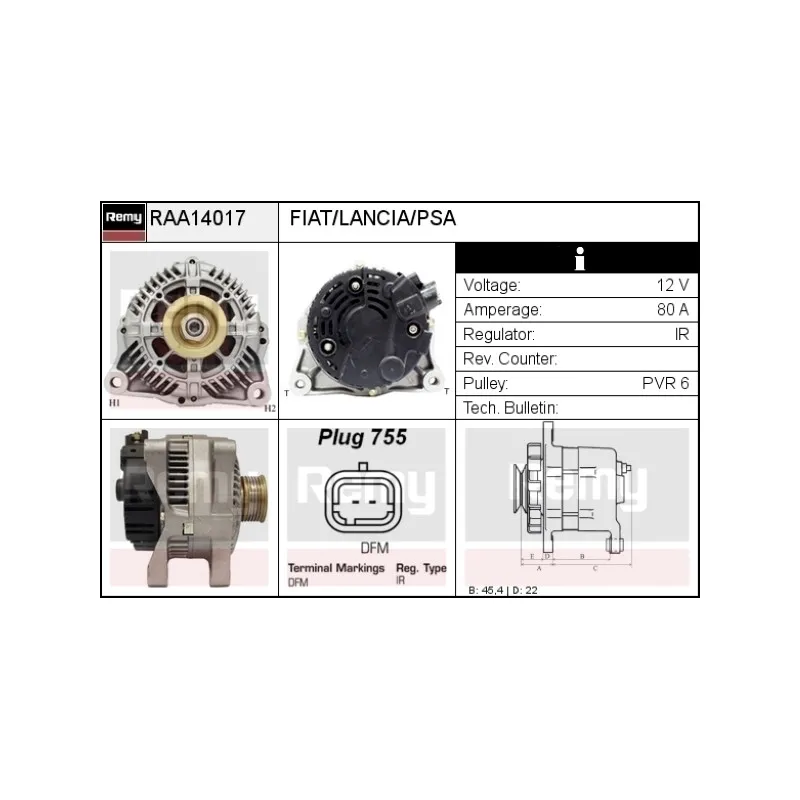 Alternateur REMY RAA14017