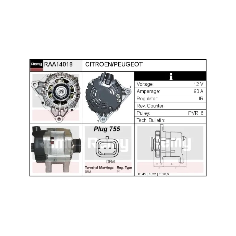 Alternateur REMY RAA14018