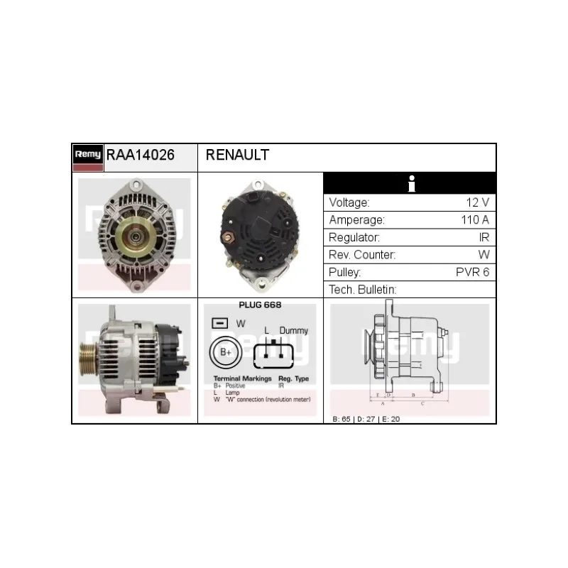 Alternateur REMY RAA14026