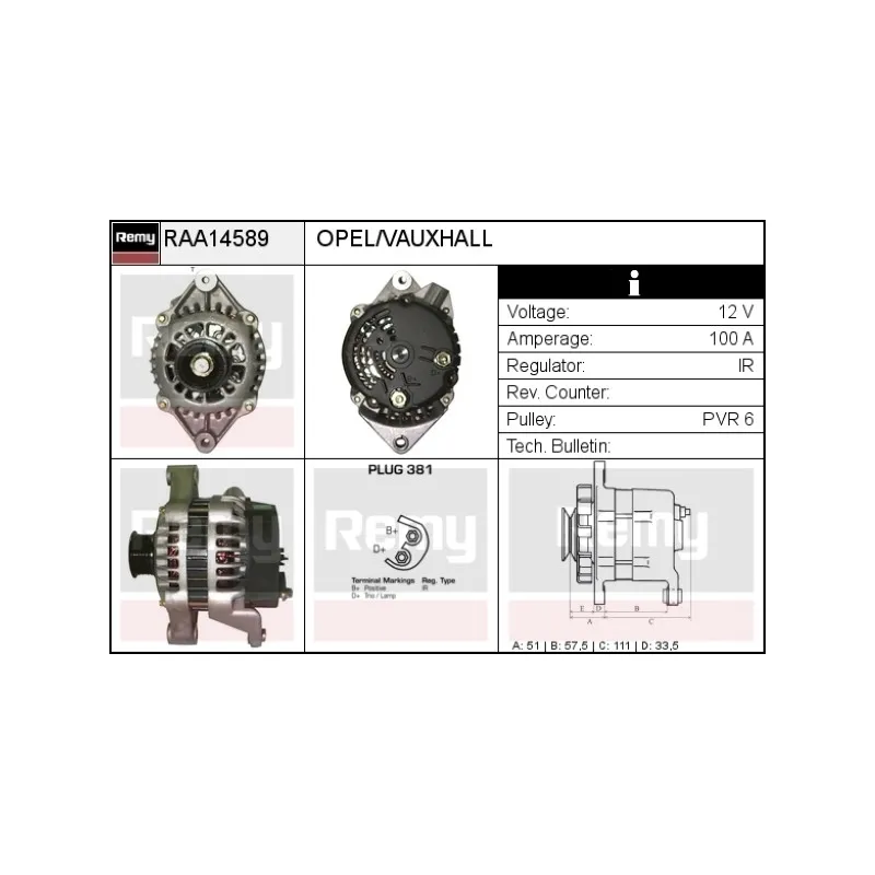 Alternateur REMY RAA14589