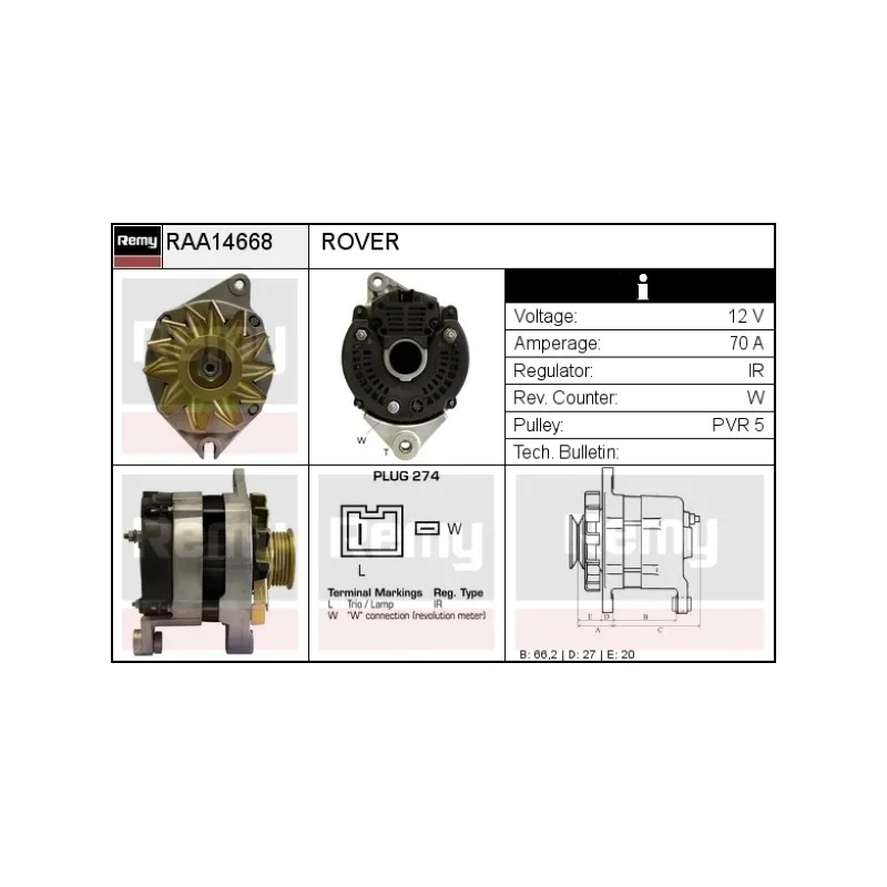 Alternateur REMY RAA14668