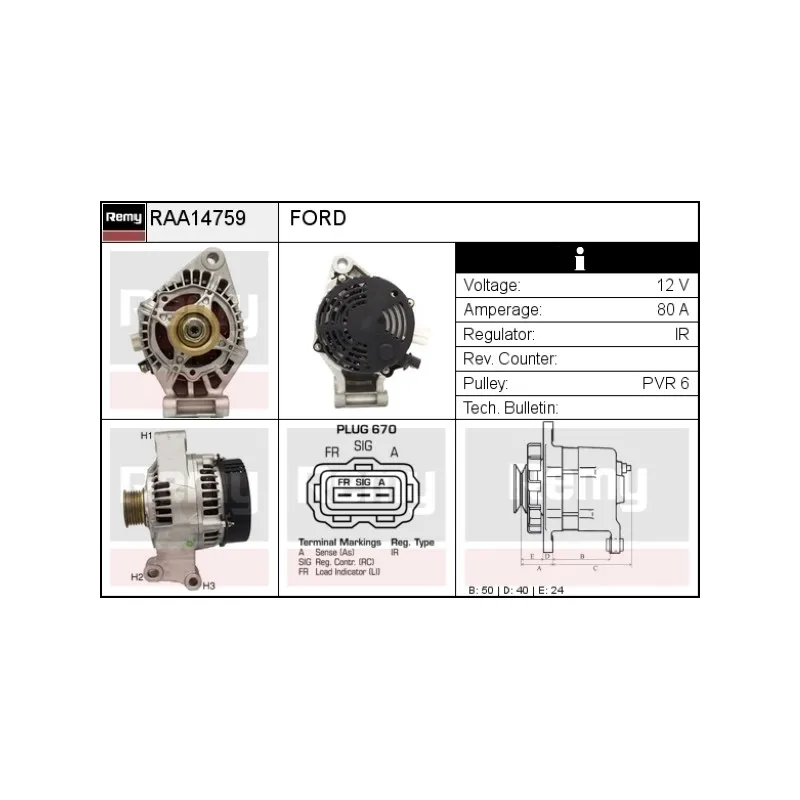 Alternateur REMY RAA14759