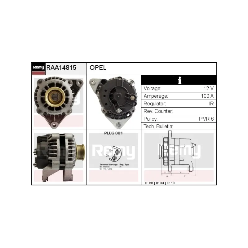 Alternateur REMY RAA14815
