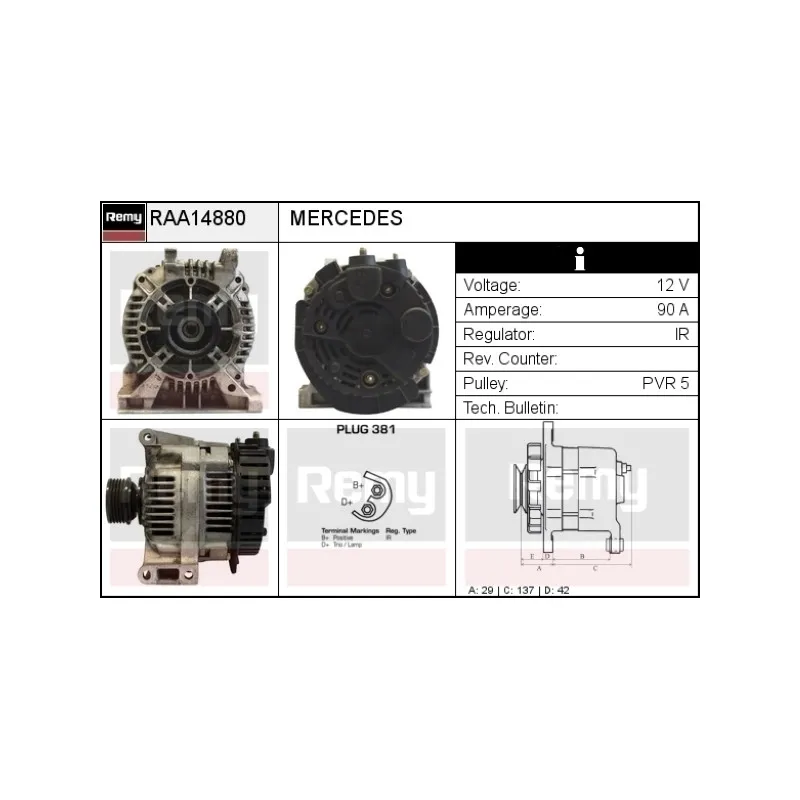 Alternateur REMY RAA14880