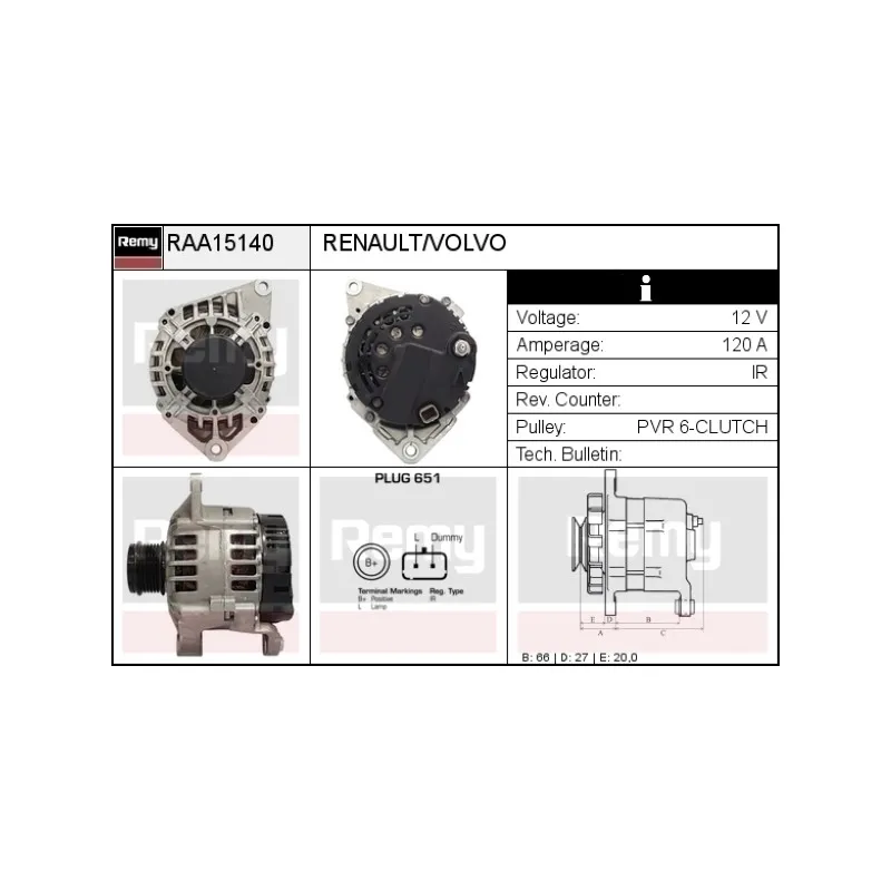 Alternateur REMY RAA15140